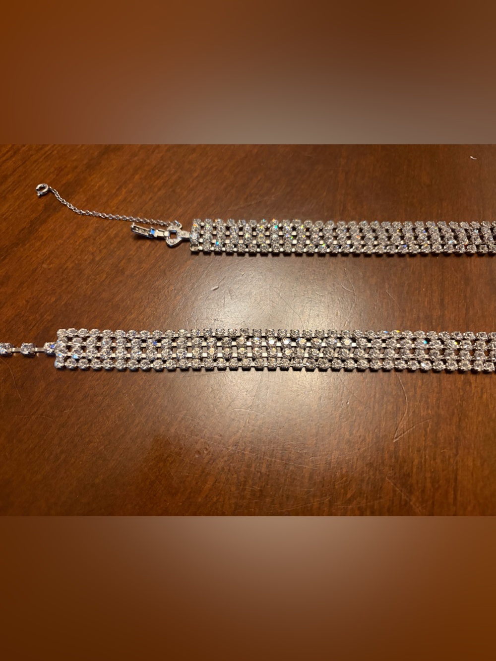 Vintage 60’s Silver Toned Crystal Rhinestone Choker Type Necklace & Bracelet - Picture 2 of 9